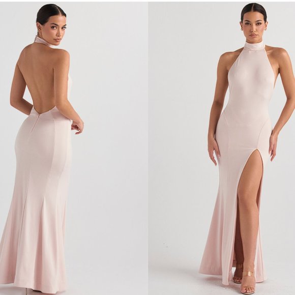 House of CB 'Juliette' Blush Halter Gown NWOT